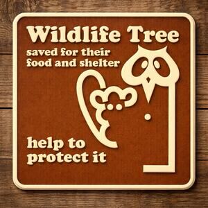 Wildlife Tree Help To Protect It Sign Forest Woods Outdoors Trail Hike Camp